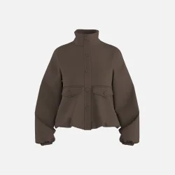 PREORDER HYPEDROP Lucia High-Neck Shacket Chocolate