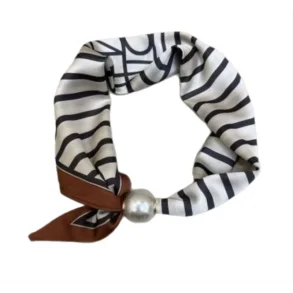 Tim & Simonsen Chloe Scarf W. Magnetic Pearl Stripe/Brown
