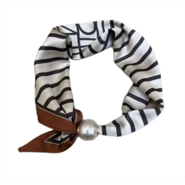 Tim &amp; Simonsen Chloe Scarf W. Magnetic Pearl Stripe/Brown
