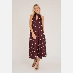 A-VIEW Emily Dot Dress Bordeaux/Rose