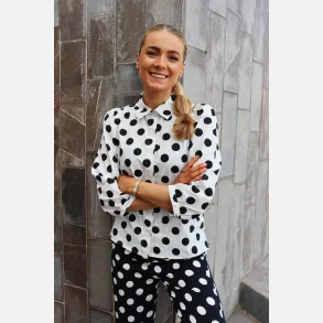 Liberte Essentiel Flora Bluse White Black Big Dot
