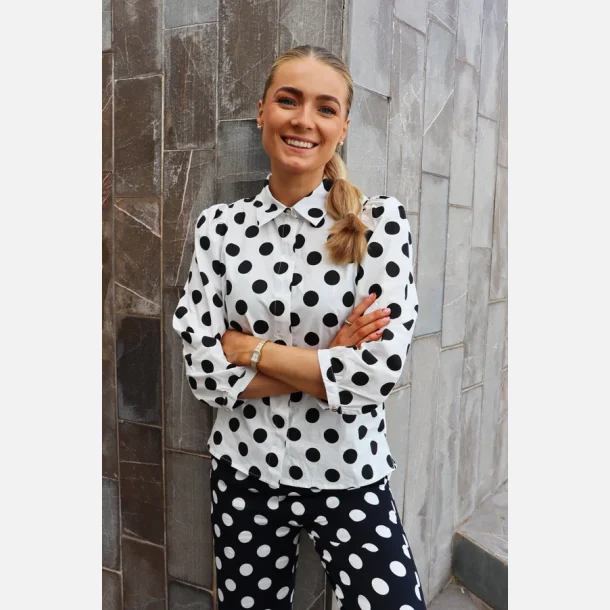 Liberte Essentiel Flora Bluse White Black Big Dot