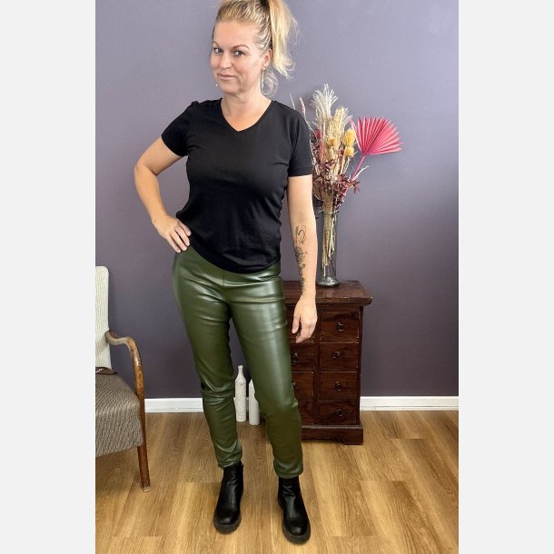 Soaked in Luxery Kaylee PU leggings kombu green