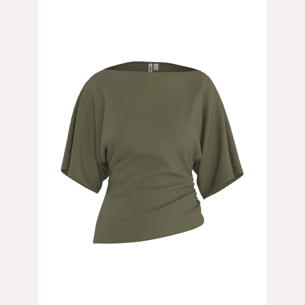 HYPEDROP Yuri SS Draped Top Burnt Olive