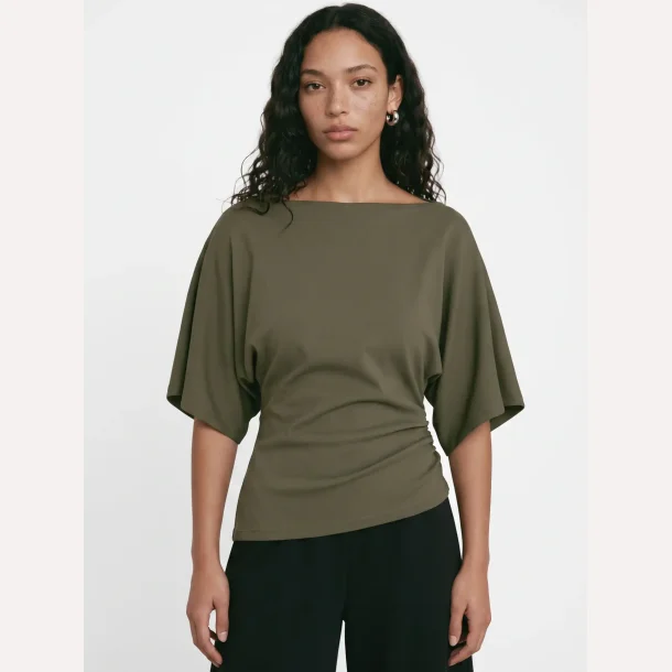 HYPEDROP Yuri SS Draped Top Burnt Olive