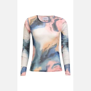 Liberte Essentiel Mesh bluse blue peach marble