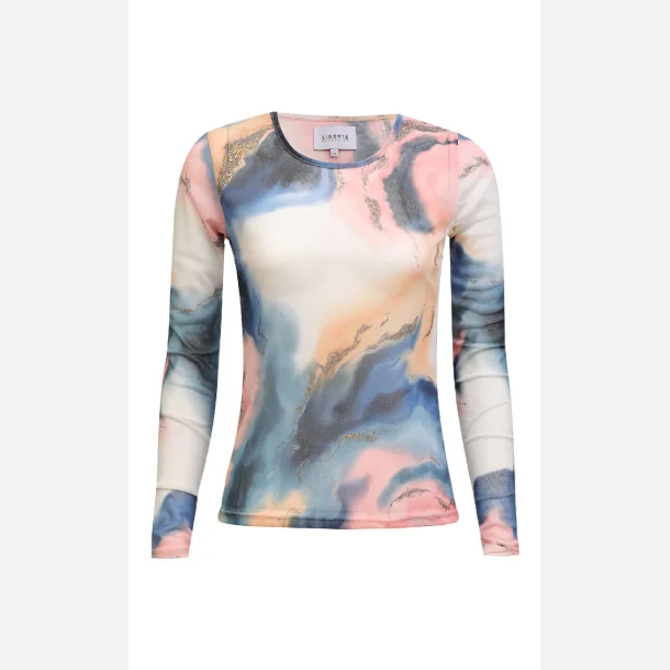 Liberte Essentiel Mesh bluse blue peach marble