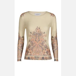 Liberte Essentiel Mesh LS Tshirt Creme Paisley