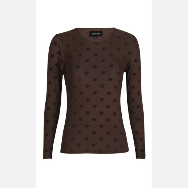 Liberte Essentiel Mesh LS Tshirt Dark Brown Big Flock Dot