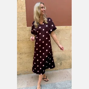Liberte Essentiel Dotti Dress Plum Rose Big Dot