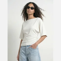 HYPEDROP Yuri SS Draped Top White