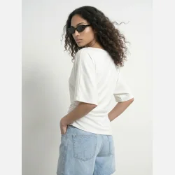 HYPEDROP Yuri SS Draped Top White