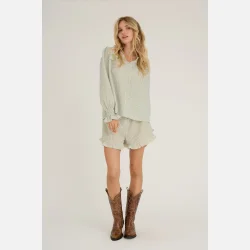 A-VIEW Sonja frill blouse gr�n stribet