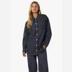 Noisy May Alva L/S Denim Shacket Dark Blue Denim