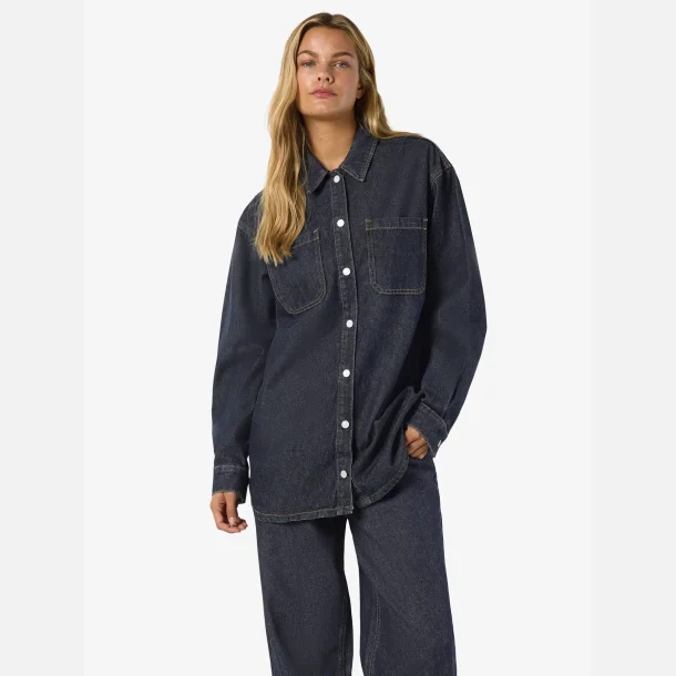 Noisy May Alva L/S Denim Shacket Dark Blue Denim