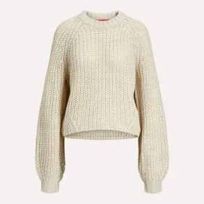 JJXX Kelly Chunky Crew Neck Knit Bone White