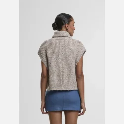 Noisy May Marl Roll Neck Knit Vest Light Grey 