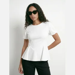 PREORDER HYPEDROP Tamara SS Peplum Top White