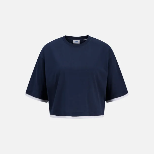 JJXX Andrea SS Cropped Contrast Tee Navy