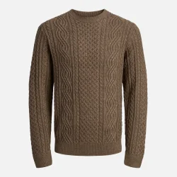 Jack and Jones Blusean Cable Strik Brun