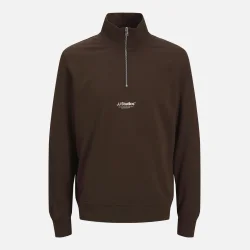 Jack &amp; Jones Soho quarter zip sweat brun eller turkise