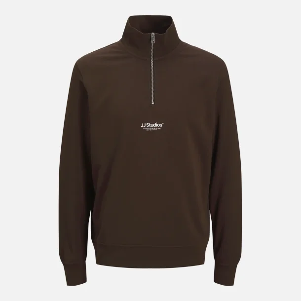 Jack &amp; Jones Soho quarter zip sweat brun eller turkise