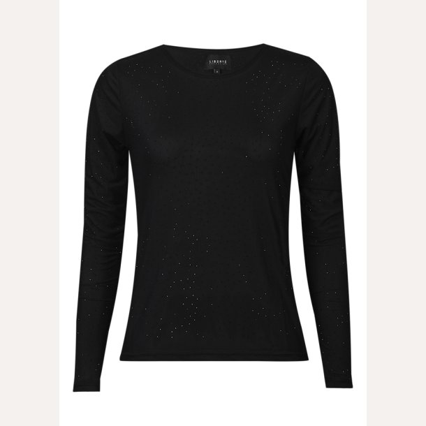Liberte Essentiel Mesh LS Sparkle Tshirt Black Black Diamond Dot