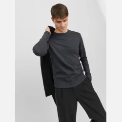 Jack &amp; Jones Emil strik crew neck dark grey melange