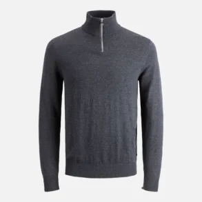 Jack & Jones Emil strik half zip dark grey melange