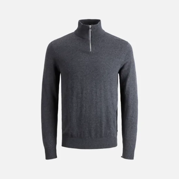 Jack &amp; Jones Emil strik half zip dark grey melange