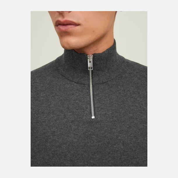 Jack &amp; Jones Emil strik half zip dark grey melange