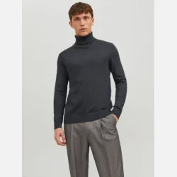 Jack &amp; Jones Emil strik rullekrave dark grey melange