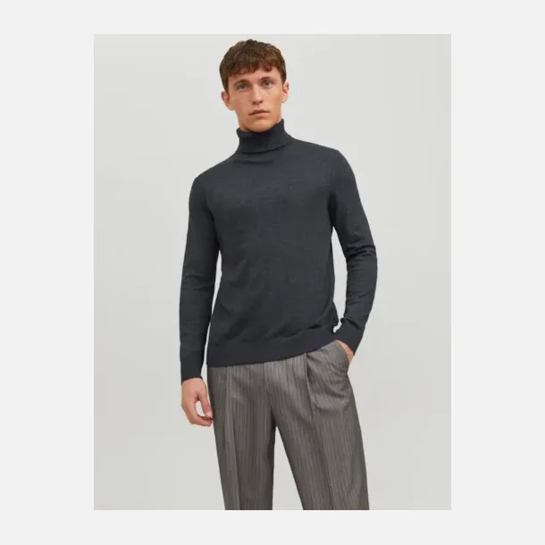 Jack &amp; Jones Emil strik rullekrave dark grey melange