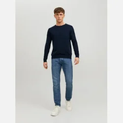 Jack &amp; Jones Emil strik crew neck navy