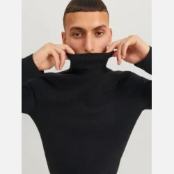 Jack &amp; Jones Emil strik rullekrave sort