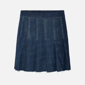 Pieces Fabia  plisse nederdel denim