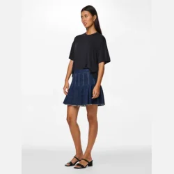 Pieces Fabia  plisse nederdel denim