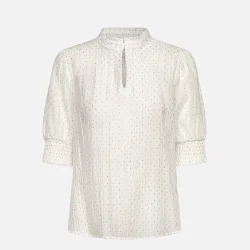 Freequent Flory Blouse Metallic Print Brilliant White W. Silver