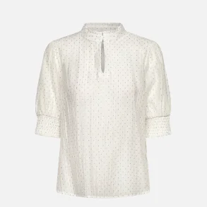 Freequent Flory Blouse Metallic Print Brilliant White W. Silver