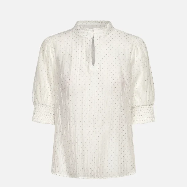 Freequent Flory Blouse Metallic Print Brilliant White W. Silver