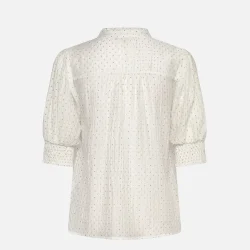 Freequent Flory Blouse Metallic Print Brilliant White W. Silver