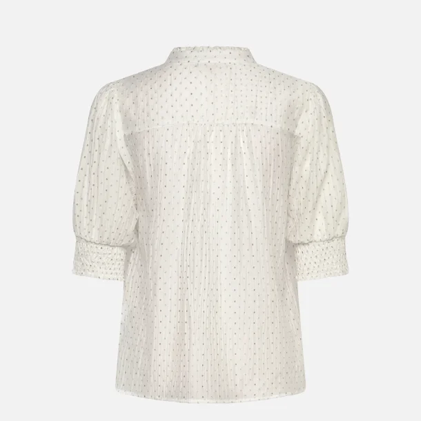 Freequent Flory Blouse Metallic Print Brilliant White W. Silver