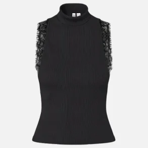 HYPEDROP Ida High Neck Lace Top Black