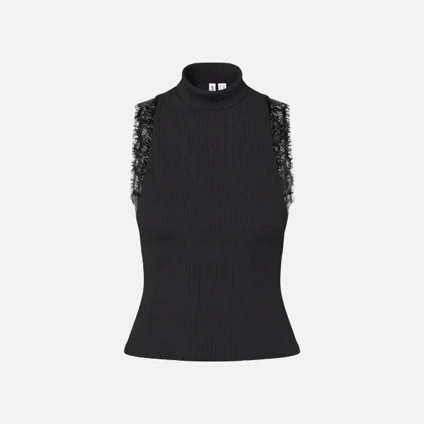 HYPEDROP Ida High Neck Lace Top Black