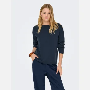 JDY Laura Boat Neck Button Pull Knit Navy