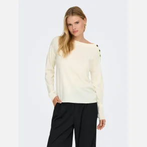 JDY Laura Boat Neck Button Pull Knit Offwhite
