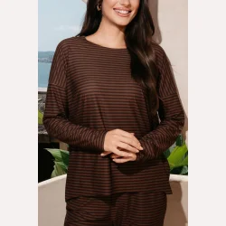 Liberte Essentiel Alma Bluse Espresso Stripe