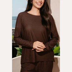 Liberte Essentiel Alma Bluse Espresso Stripe