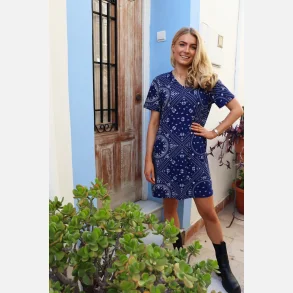 Liberte Essentiel Alma Vneck Tshirt Dress Blue Scarf