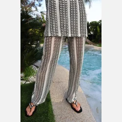 Liberte Essentiel Croc Pants Black Creme Stripe